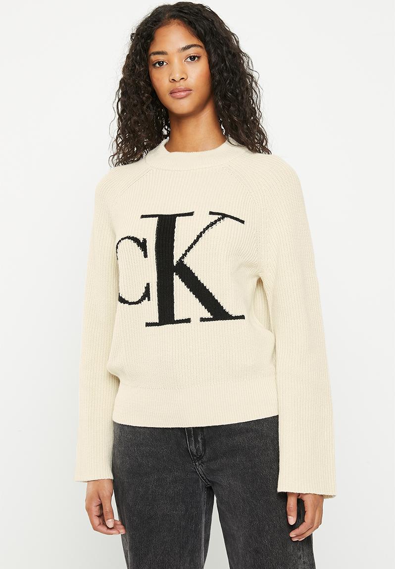 Blown up ck high neck - eggshell CALVIN KLEIN Hoodies & Sweats ...