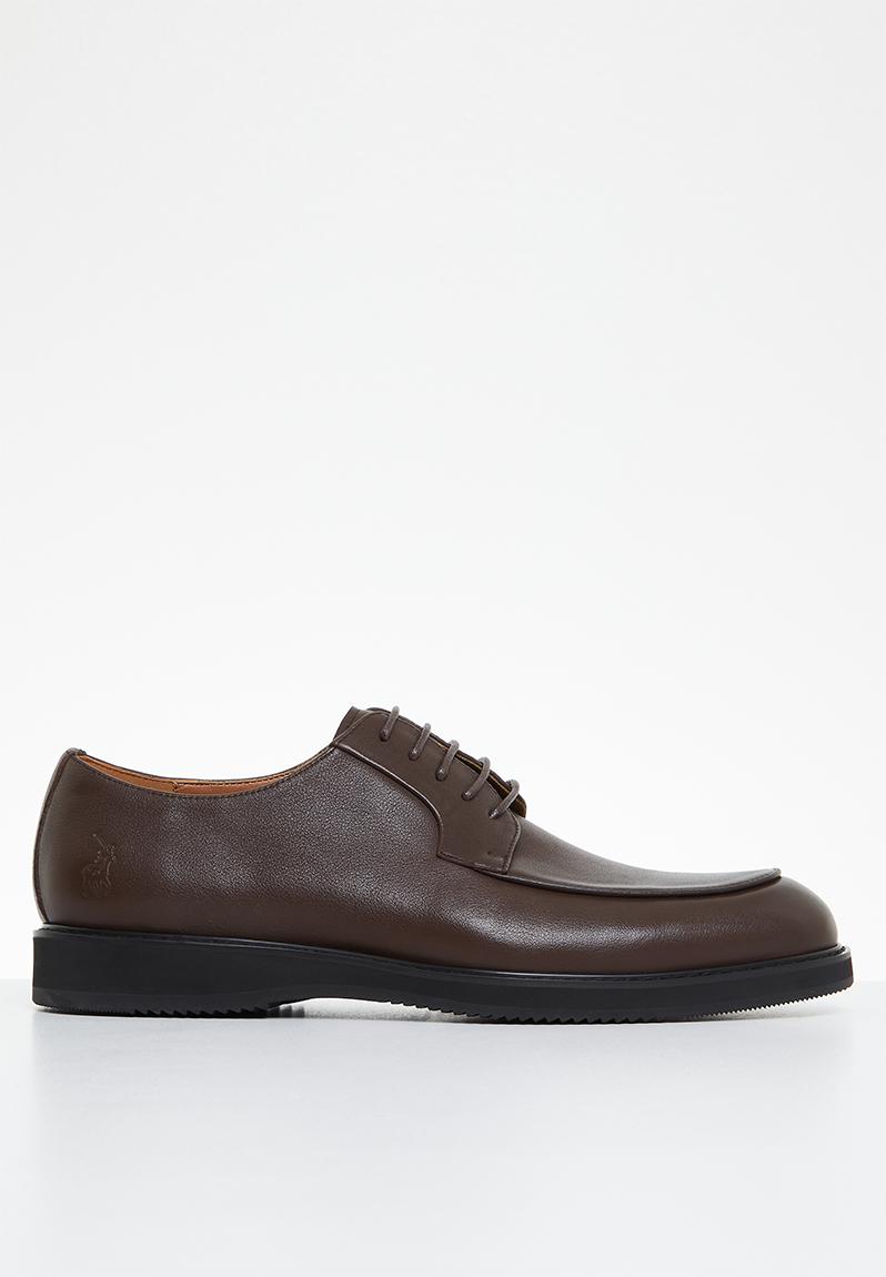 Pebbled derby leather lace up - brown POLO Formal Shoes | Superbalist.com