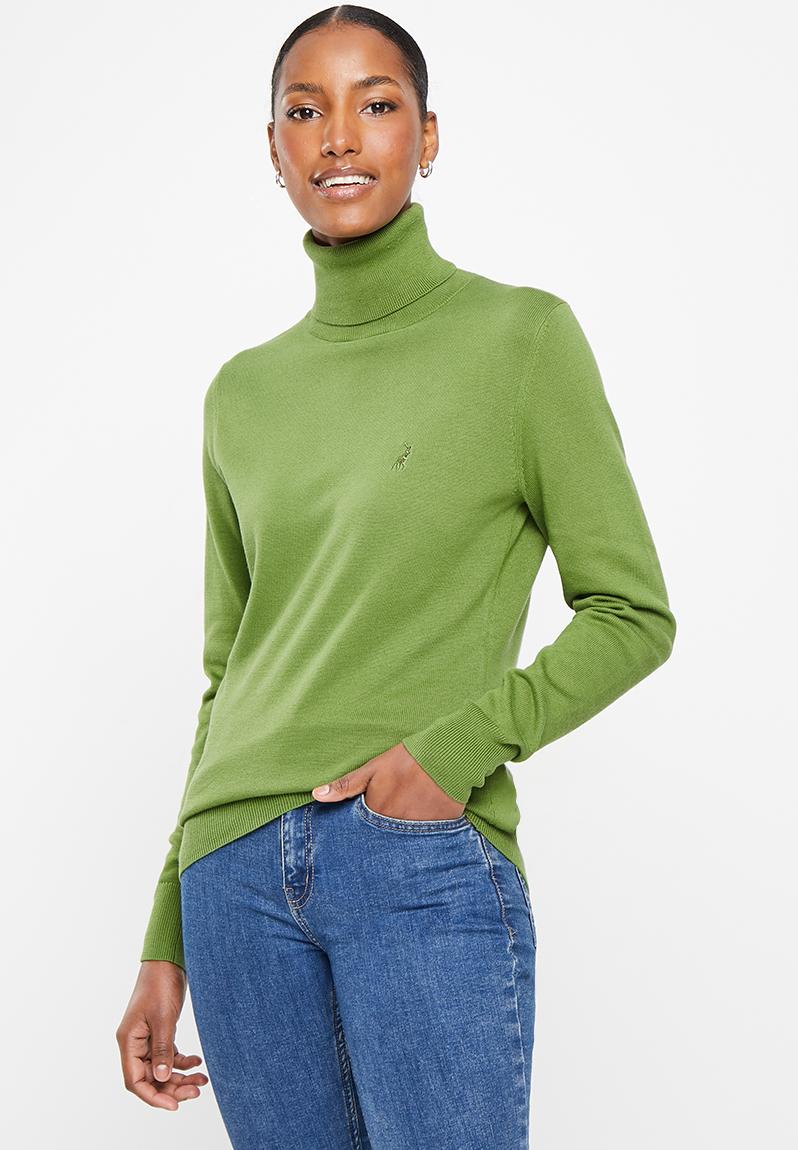 Wmn cotton long sleeve poloneck - green POLO Knitwear | Superbalist.com