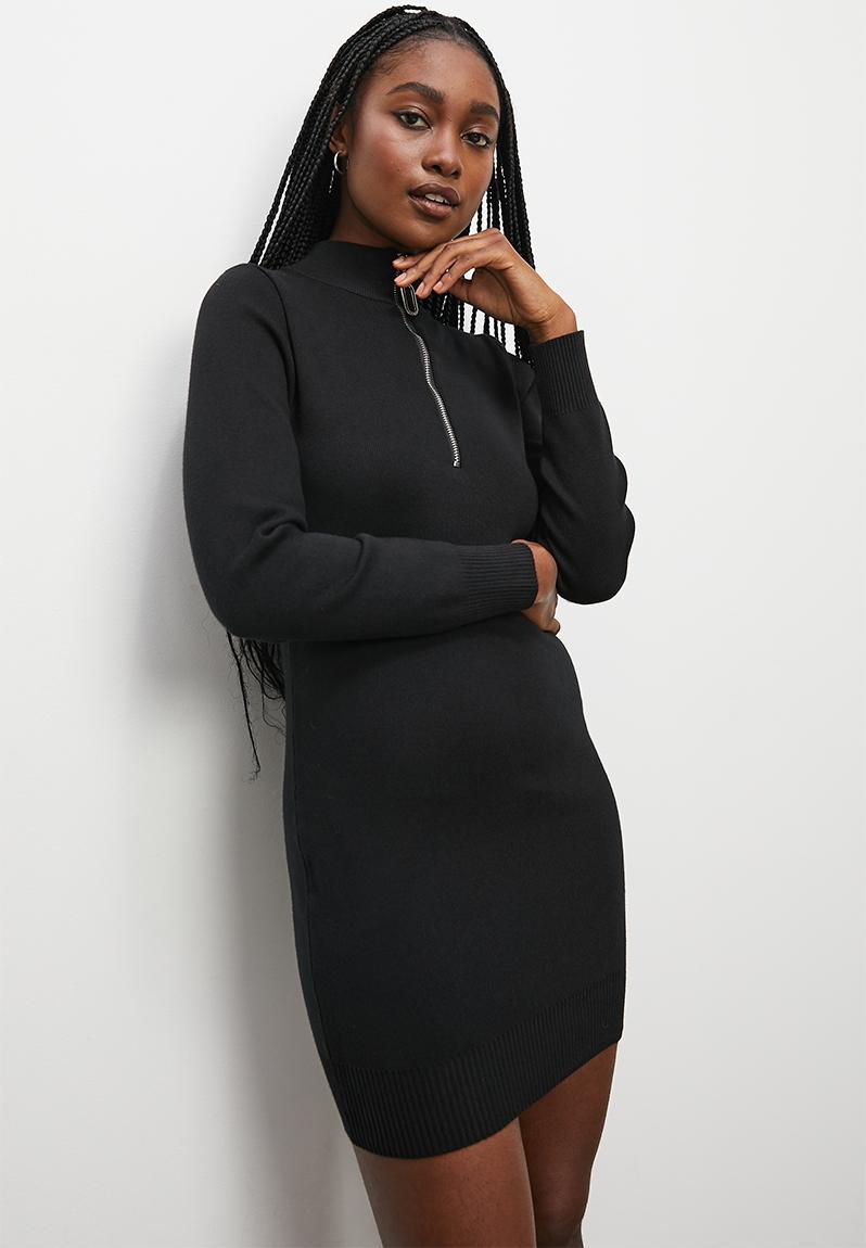 1/4 zip bodycon mini dress - black Blake Casual | Superbalist.com