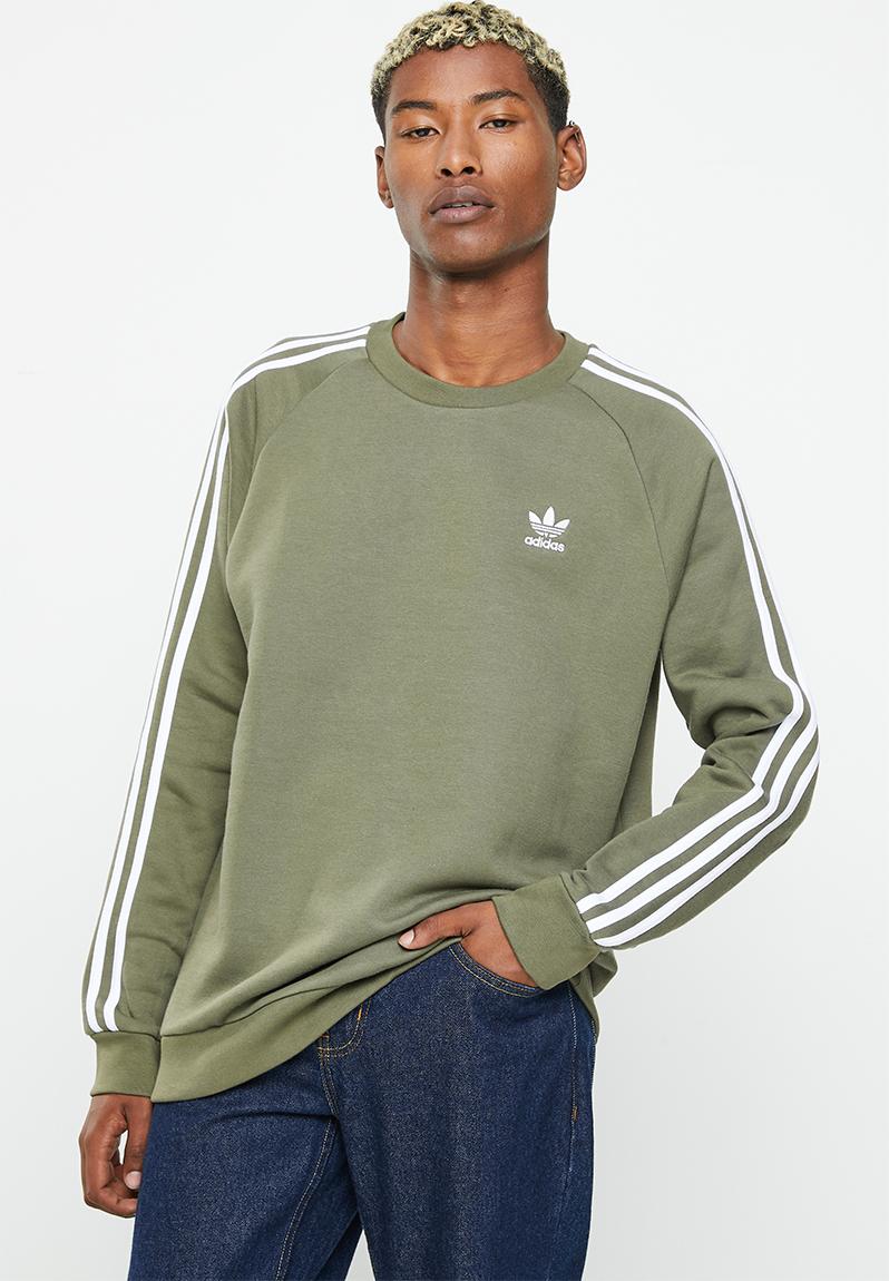 3-stripes crew - olive strata adidas Originals Hoodies, Sweats ...