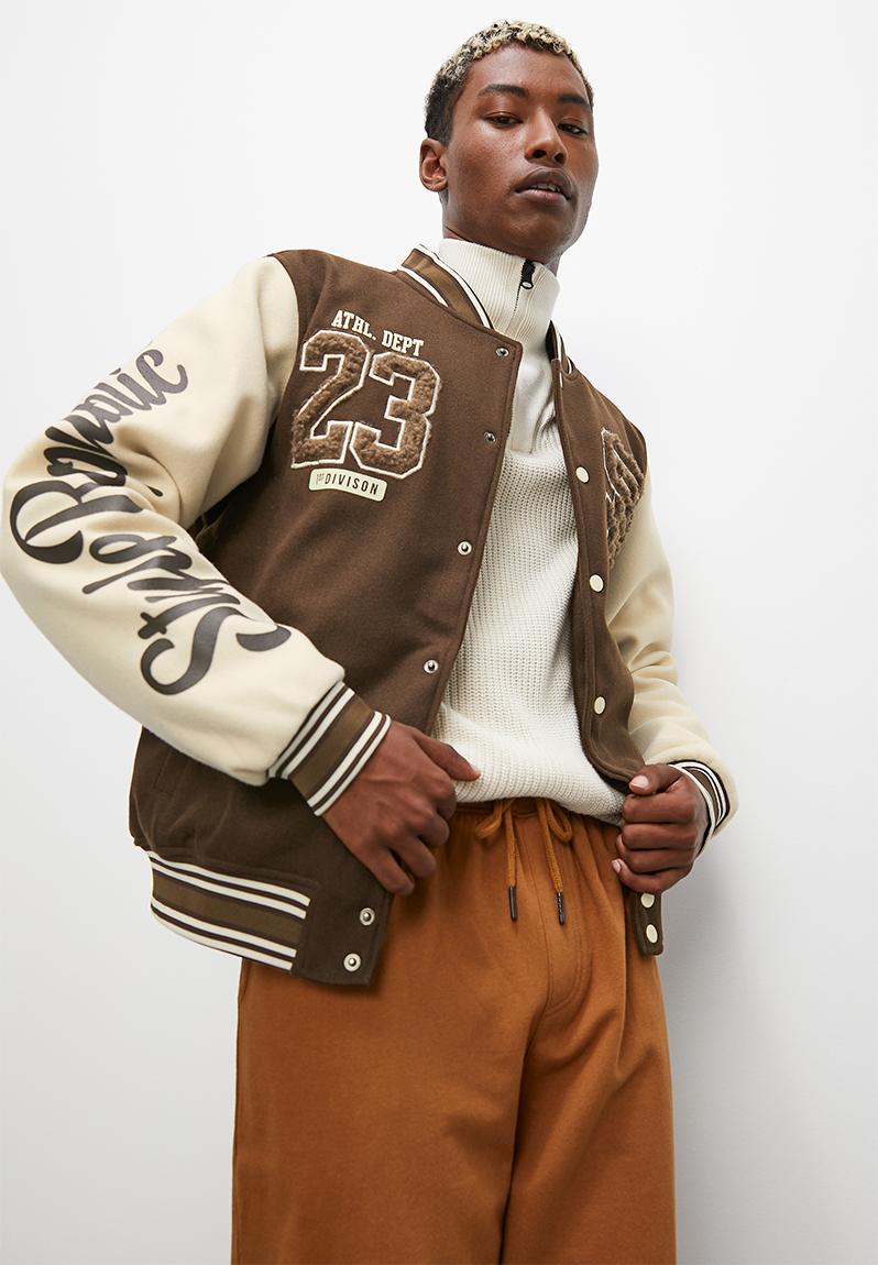 Padded varsity bomber jacket - brown/stone STYLE REPUBLIC Jackets ...