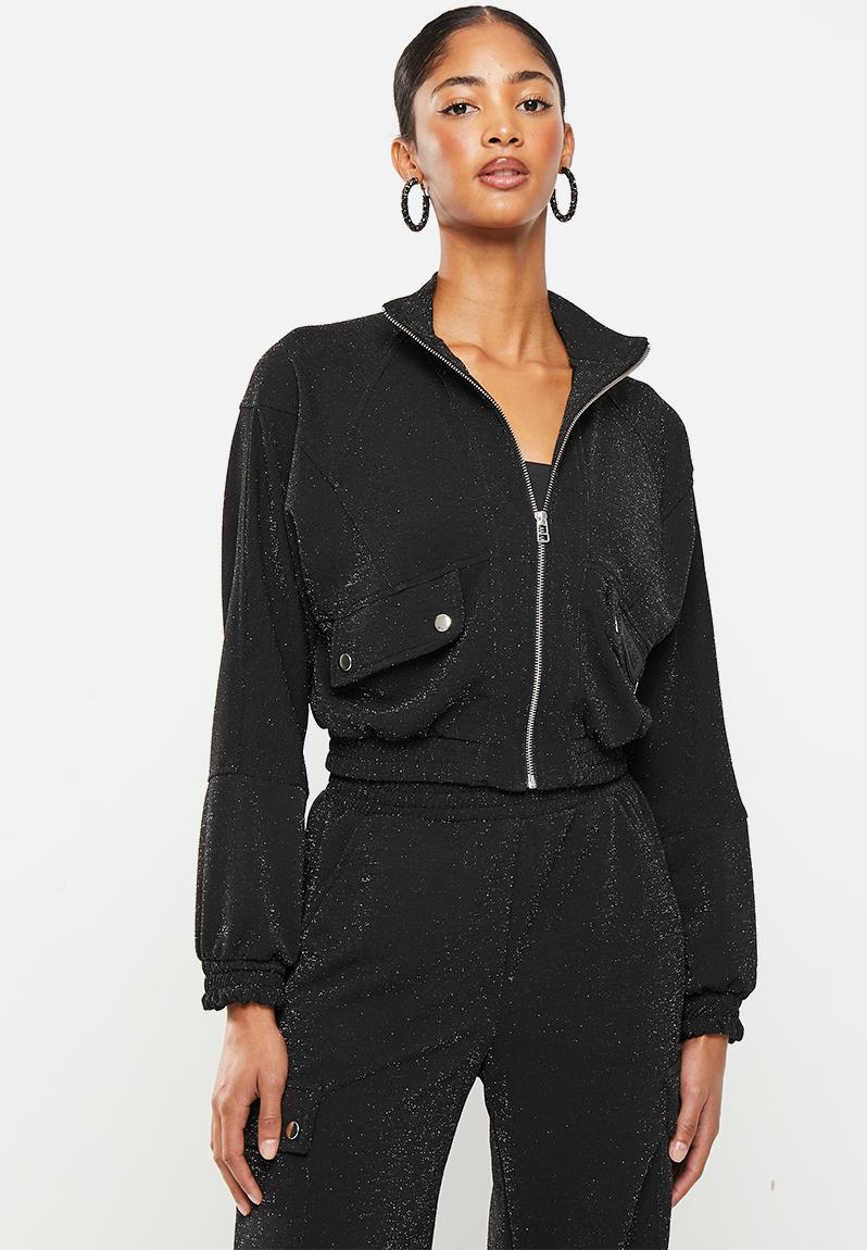 Gangs all here panelled zip through jacket with press studs - black ...