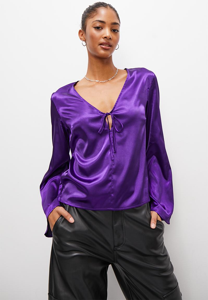Douuod Purple satin blouse main image 1