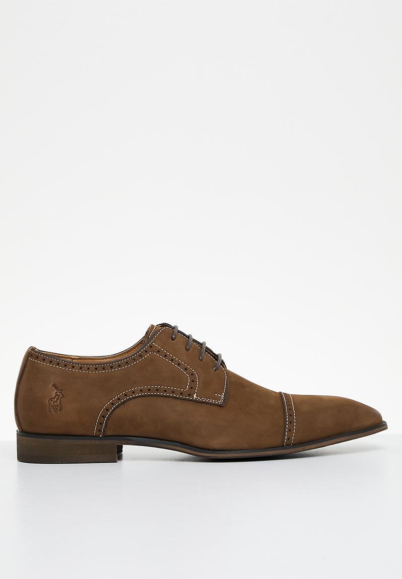 Brogue toe cap gibson leather lace up - brown POLO Formal Shoes ...