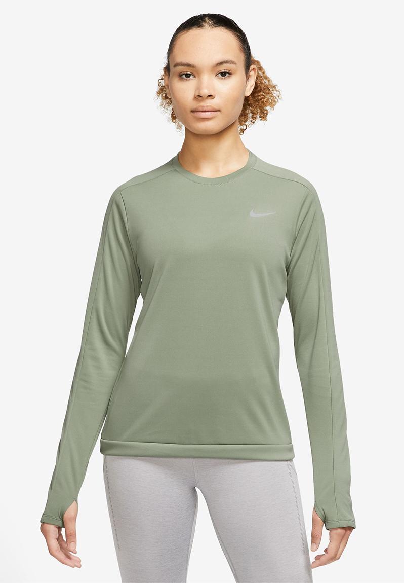 W nike dri-fit pacer crew - oil green/reflective silv Nike Hoodies ...