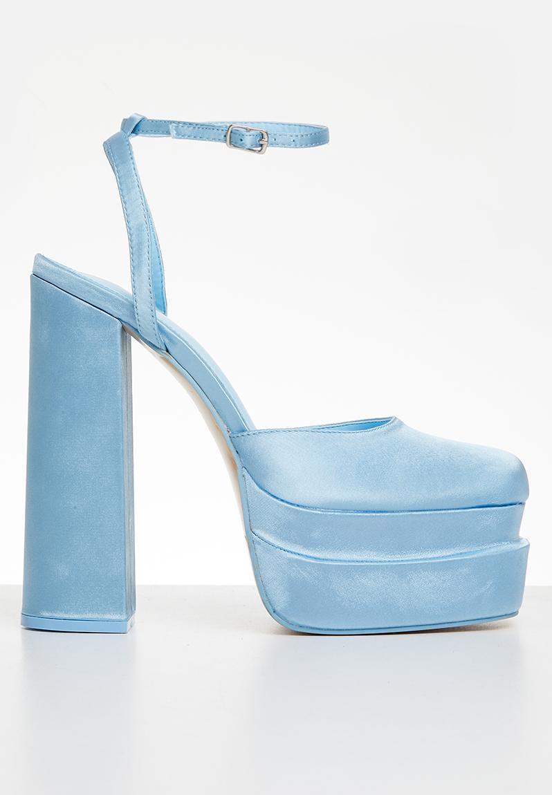 Moonchild closed toe statement platform heel - turquoise satin Public ...