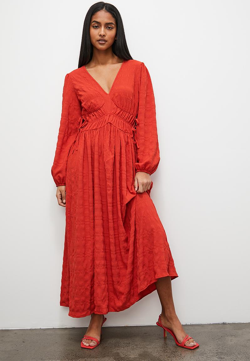 Empire midi dress with waist ties - red Superbalist Formal ...