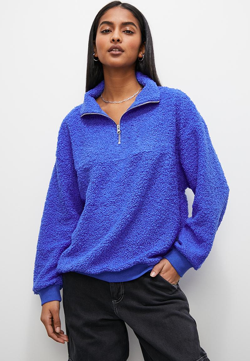 Half zip teddy sweat - cobalt Superbalist Hoodies & Sweats ...