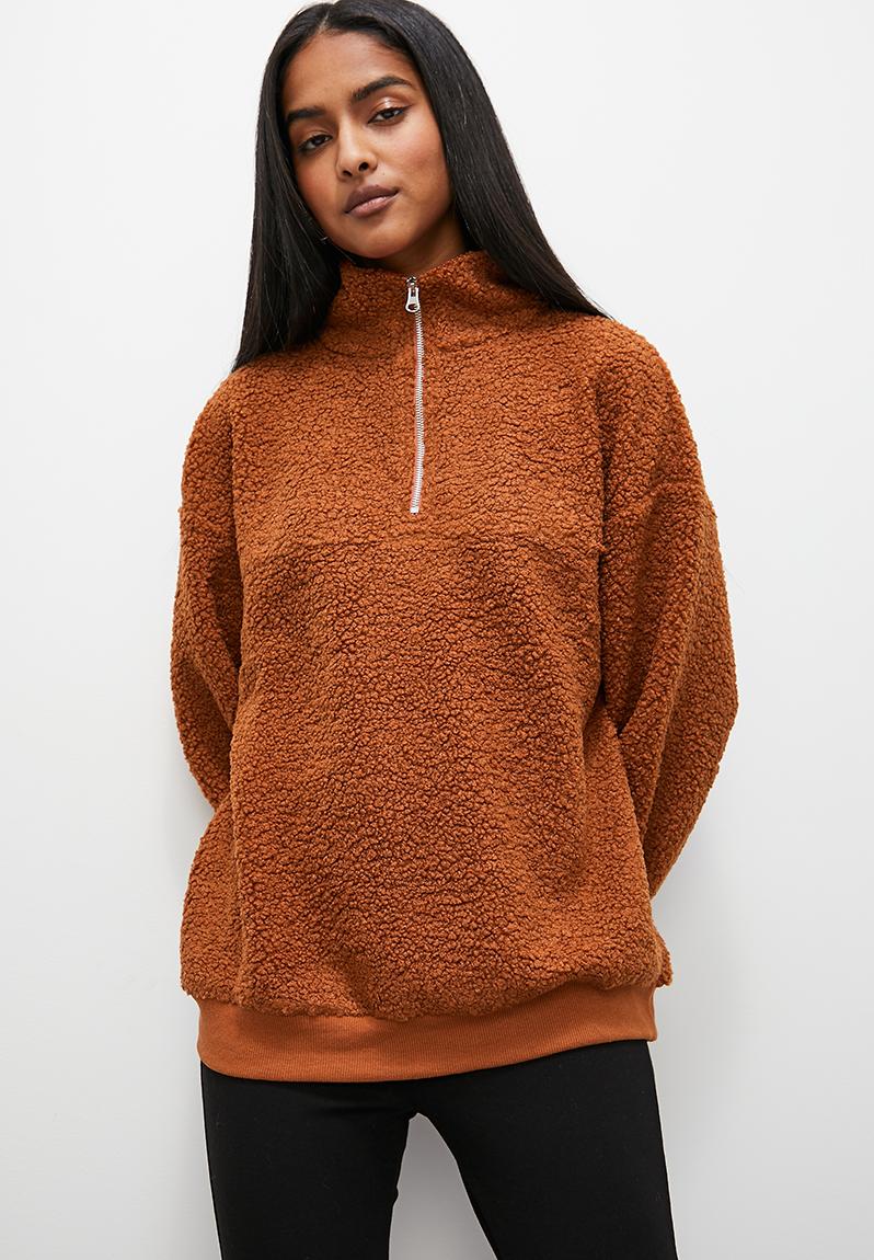 Half zip teddy sweat - choc 1 Superbalist Hoodies & Sweats ...