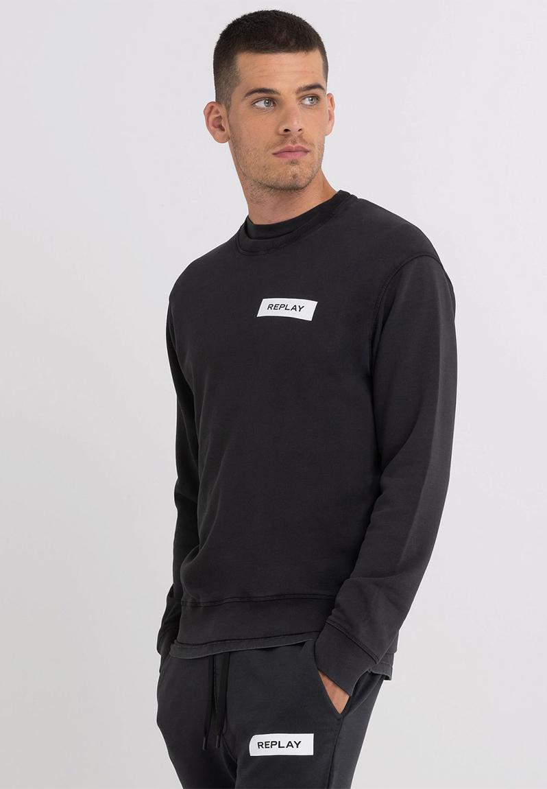 Organic cotton crewneck sweatshirt - black Replay Hoodies & Sweats ...