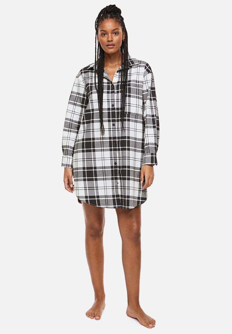 Flannel nightshirt - grey/checked H&M Sleepwear | Superbalist.com