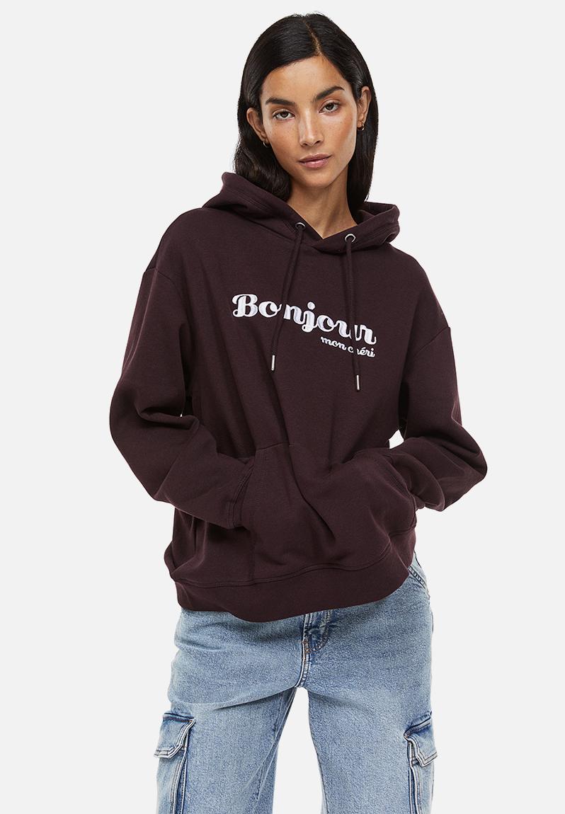 Hoodie - burgundy/bonjour - 1097580007 H&M Hoodies & Sweats ...