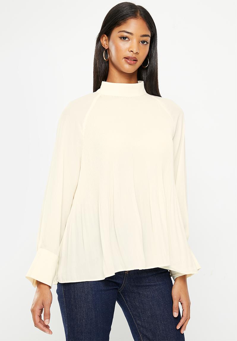 Pleated blouse - cream - 1090690001 H&M Blouses | Superbalist.com