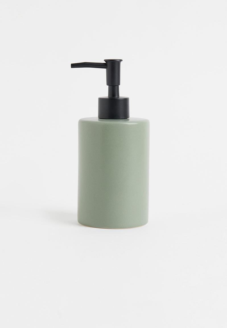 Earthenware soap dispenser sage green 1069182005 H&M Bathroom