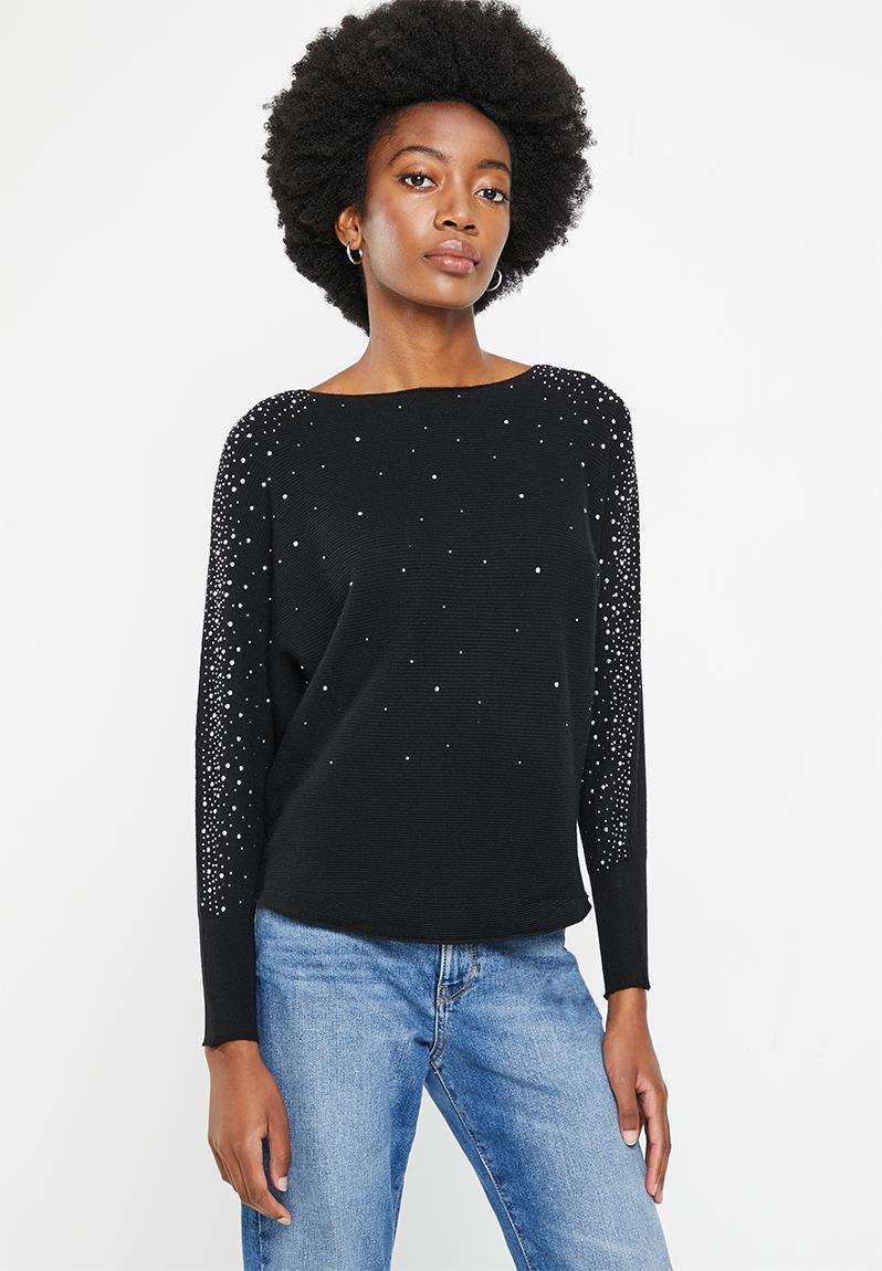 Diamante sequinned jersey - black Stella Morgan Knitwear | Superbalist.com