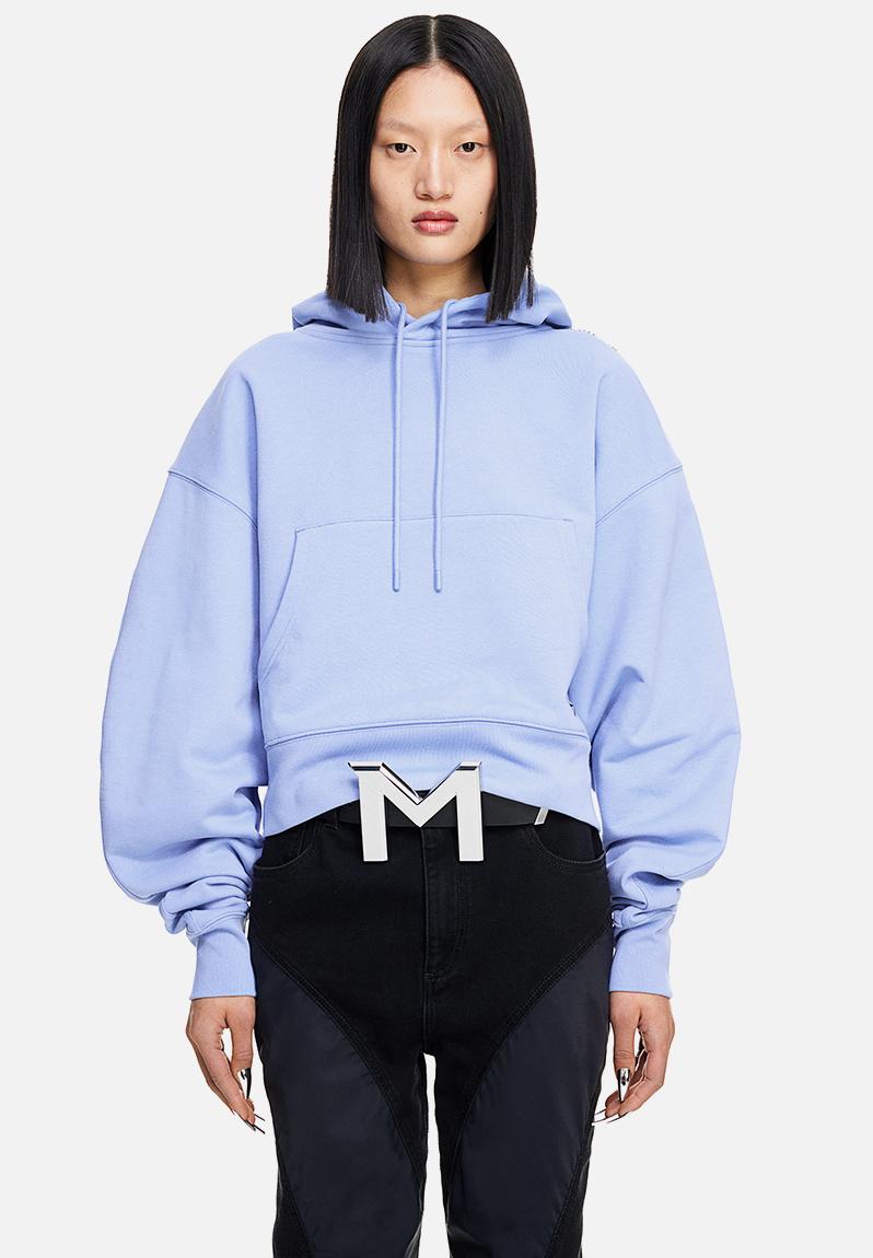 H&M x Mugler: Batwing-sleeved hoodie - 002 blue light H&M Hoodies ...