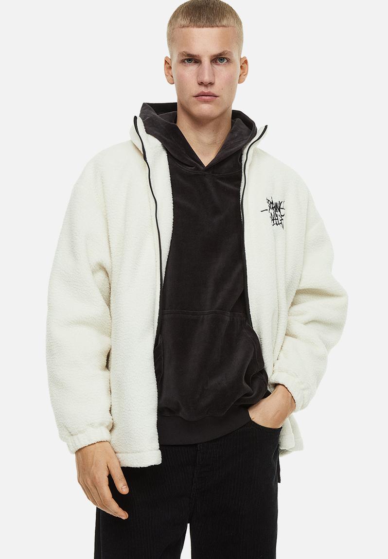 Regular fit teddy jacket - white/boring pals H&M Jackets | Superbalist.com