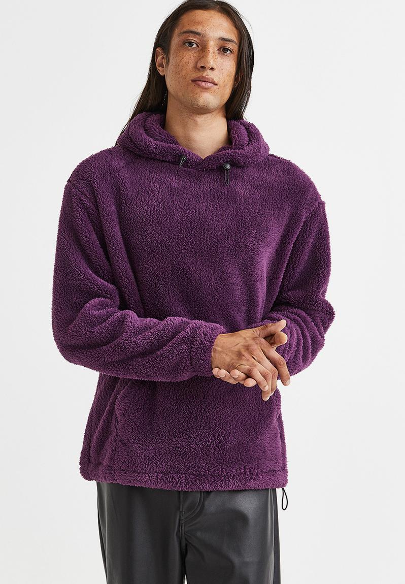 Relaxed fit pile hoodie - dark purple H&M Hoodies & Sweats ...