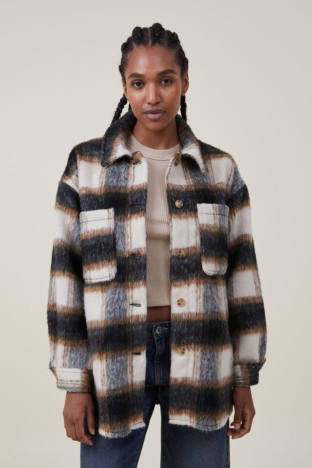 The boxy shacket - neutral checks Cotton On Jackets | Superbalist.com