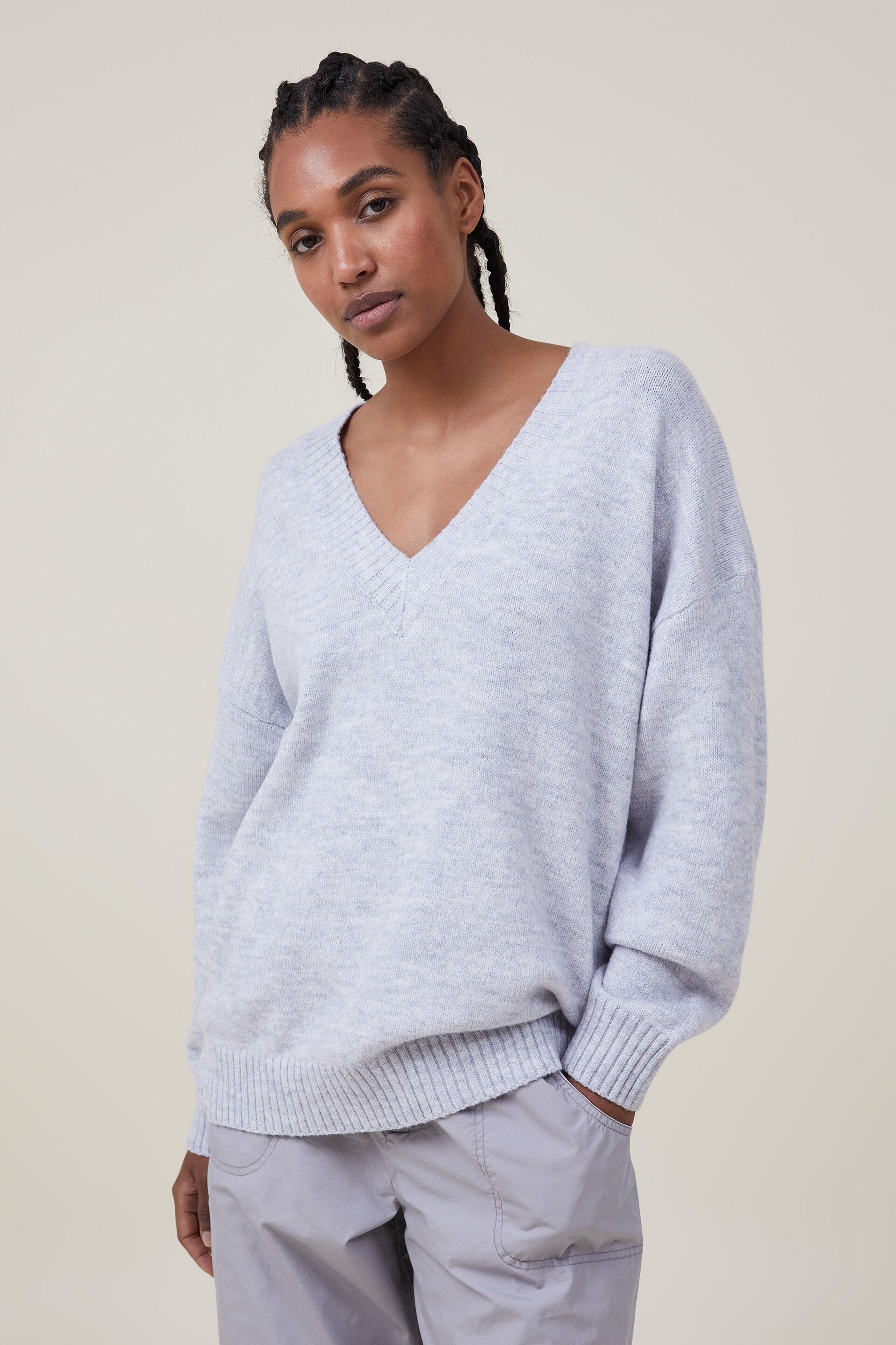 Blondie oversized v-neck pullover - soft grey marle Cotton On Hoodies ...