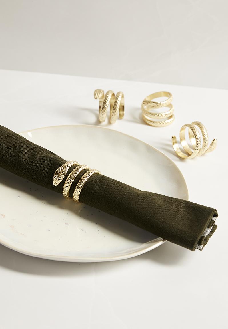 Snake napkin rings set/4 - gold