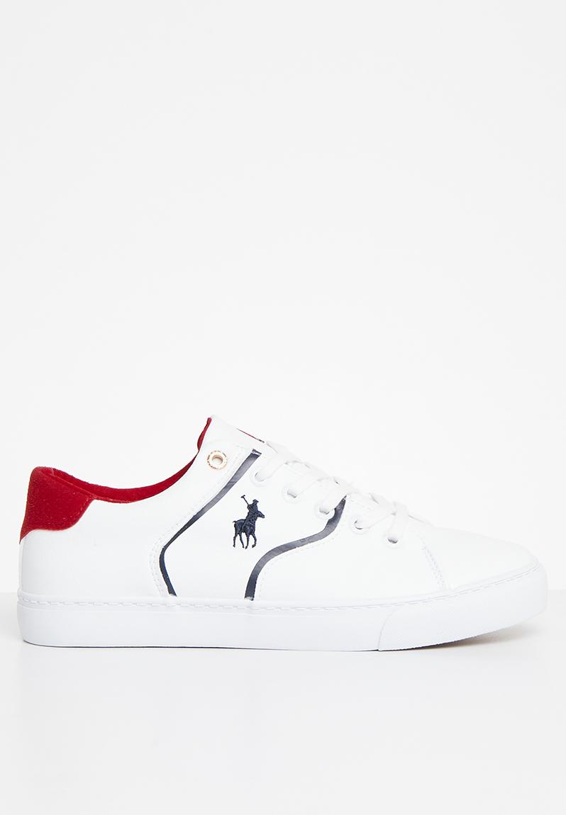 Tipped leather side flash sneaker - navy/red POLO Pumps & Flats ...