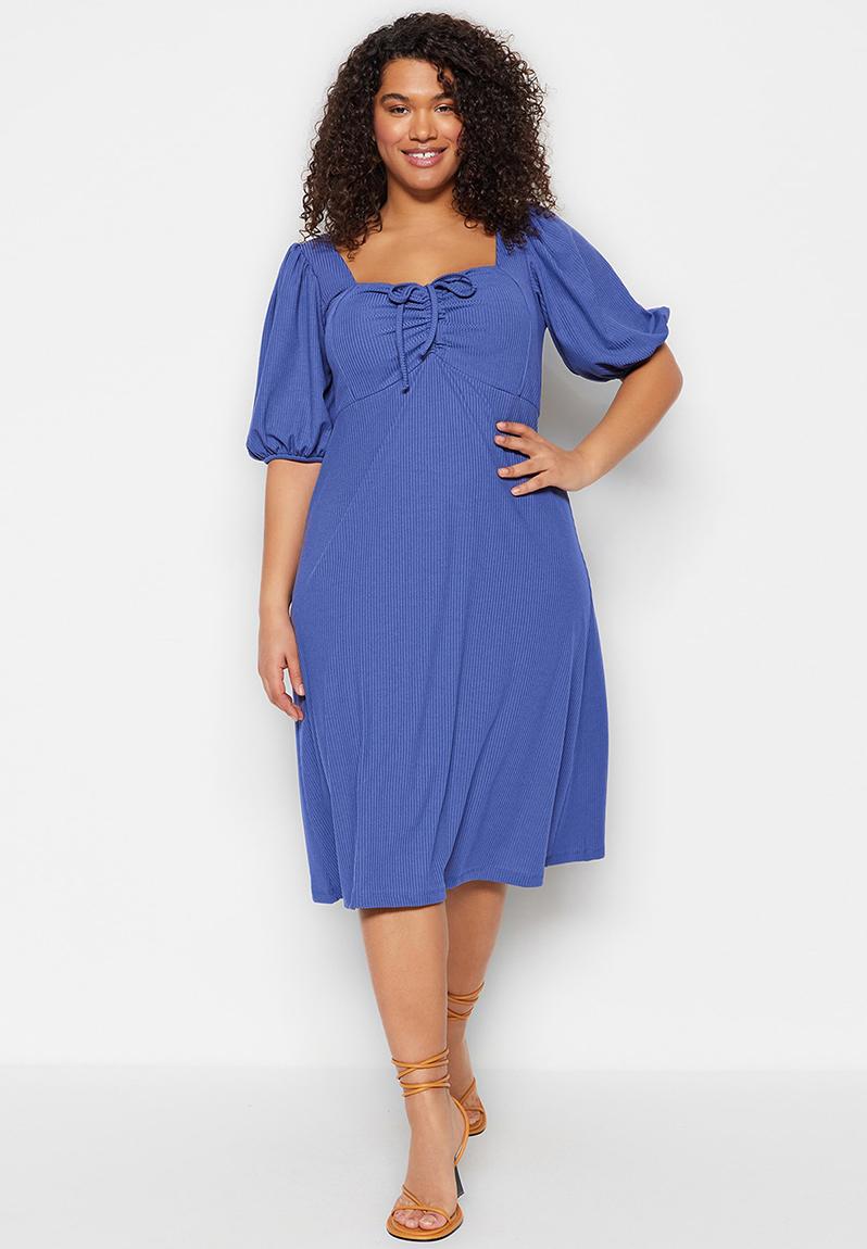 Plus ruched knit dress - indigo Trendyol Dresses | Superbalist.com