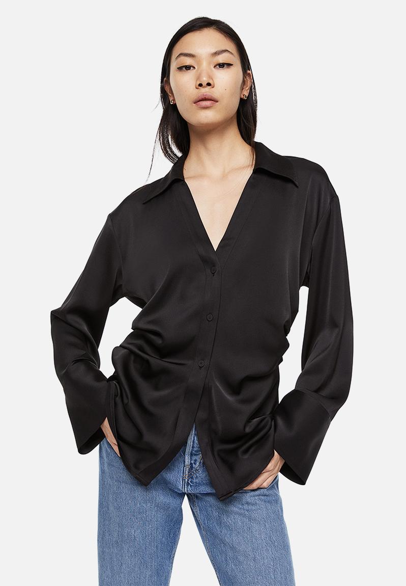 Draped blouse -black H&M Blouses | Superbalist.com