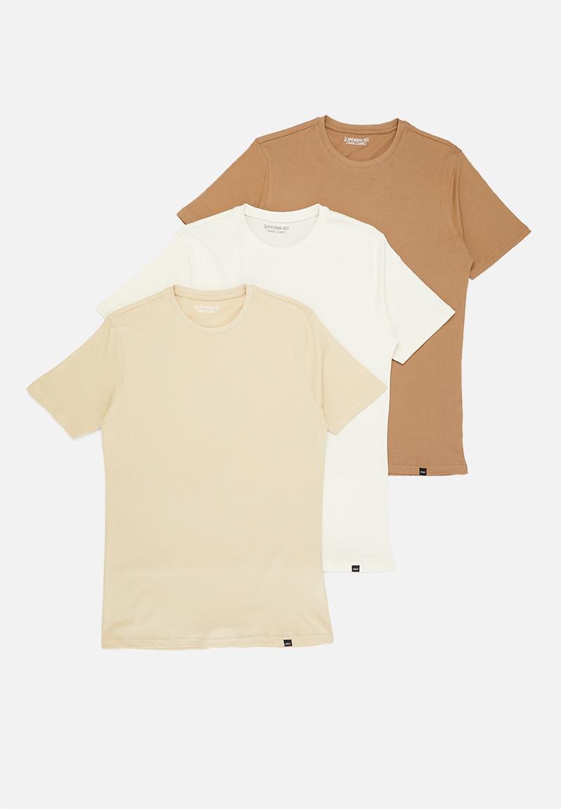 3-pack nate organic crew neck tee - stone/mocca/ecru Superbalist T ...