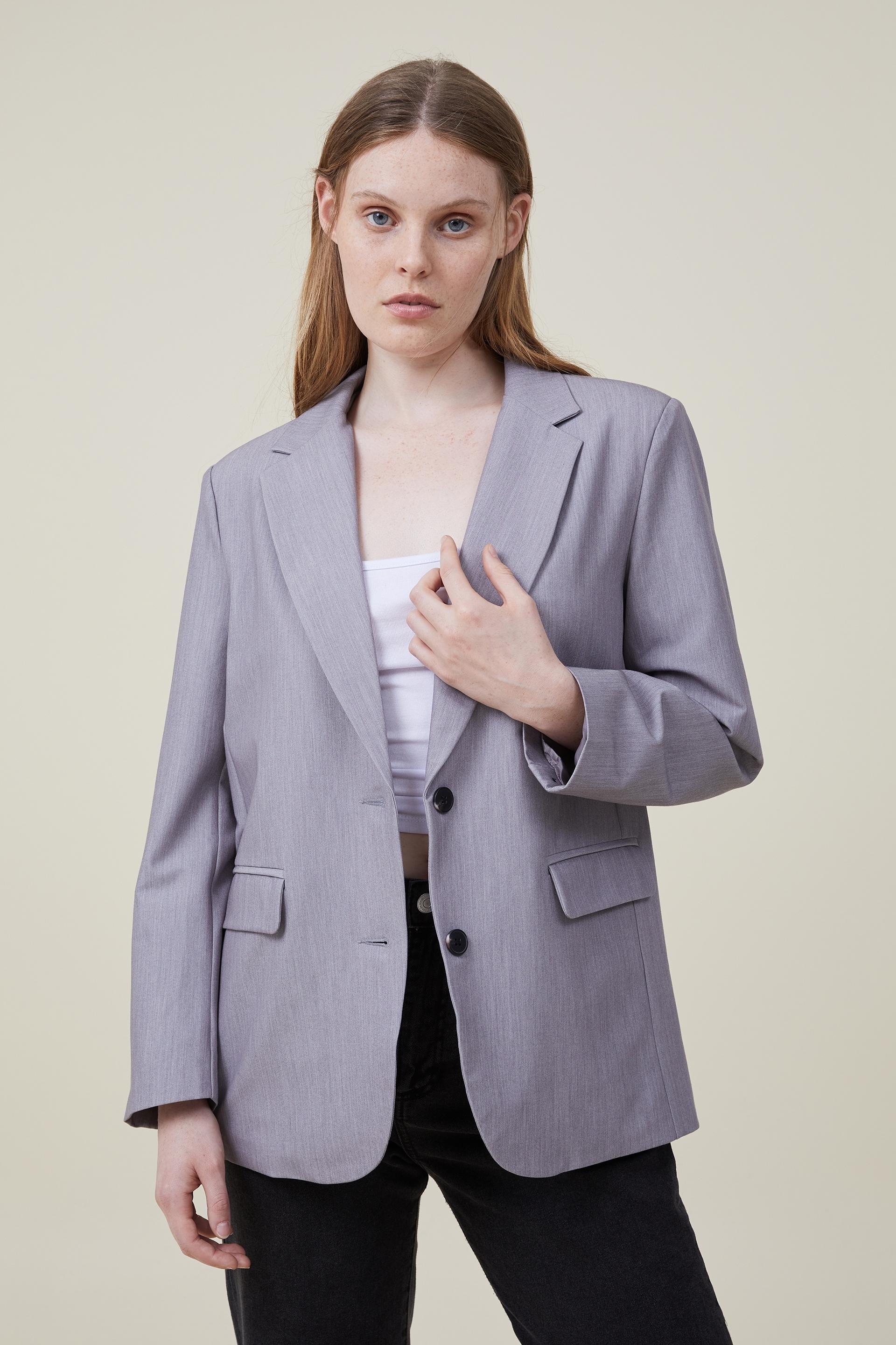 Jeremy Cropped Blazer Grey Melange main image 1
