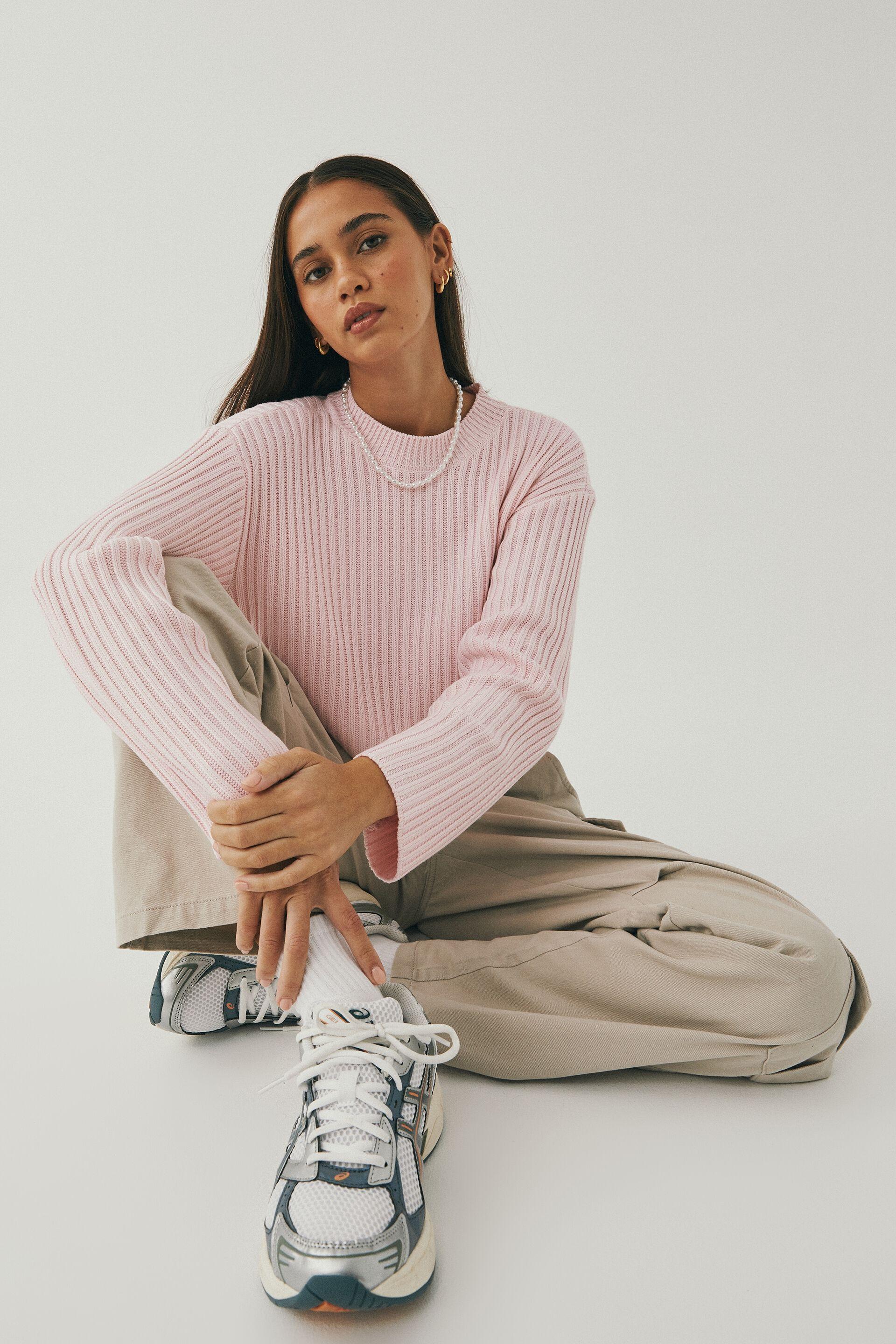 Candy Pink Plus Brushed Melange Drop Shoulder Sweater