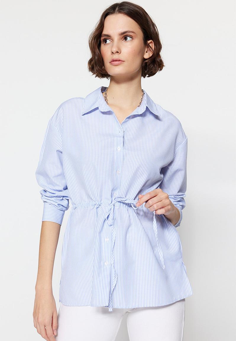 Waist tie button down shirt - blue Trendyol Shirts | Superbalist.com