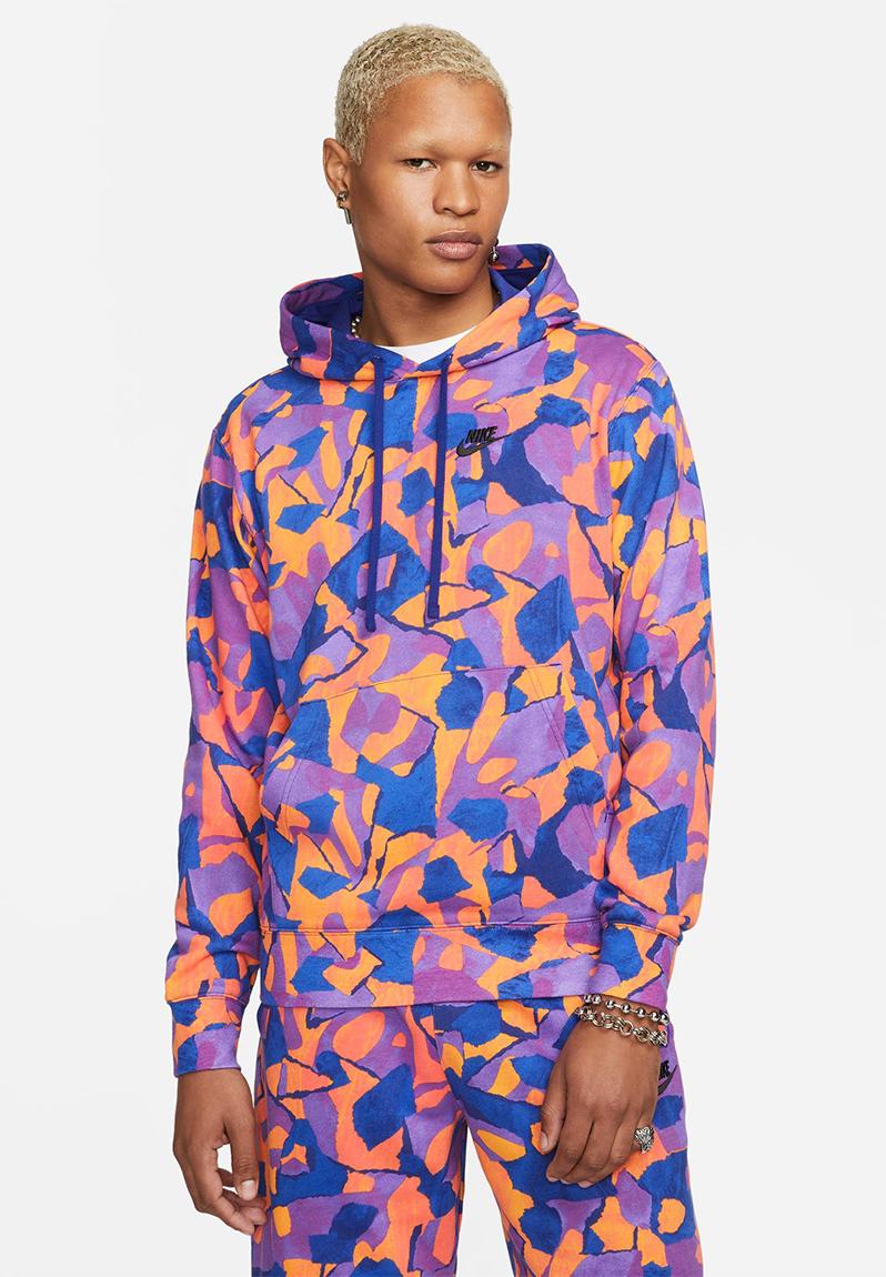 M nike club+ ft po hoodie aop - vivid purple/deep royal blue/black Nike ...