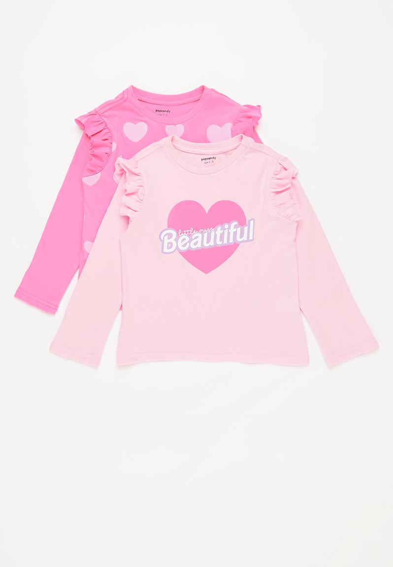 Campana Girls Lily Long Sleeves T-Shirt - Balloon Hearts Print - Soft Pink