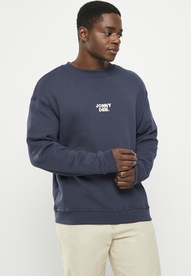 Seth crewneck sweater with front applique - navy Jonathan D Hoodies ...