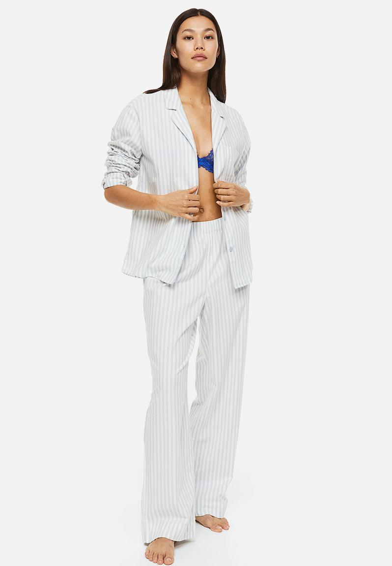 Pyjama shirt and bottoms light blue/striped H&M Sleepwear
