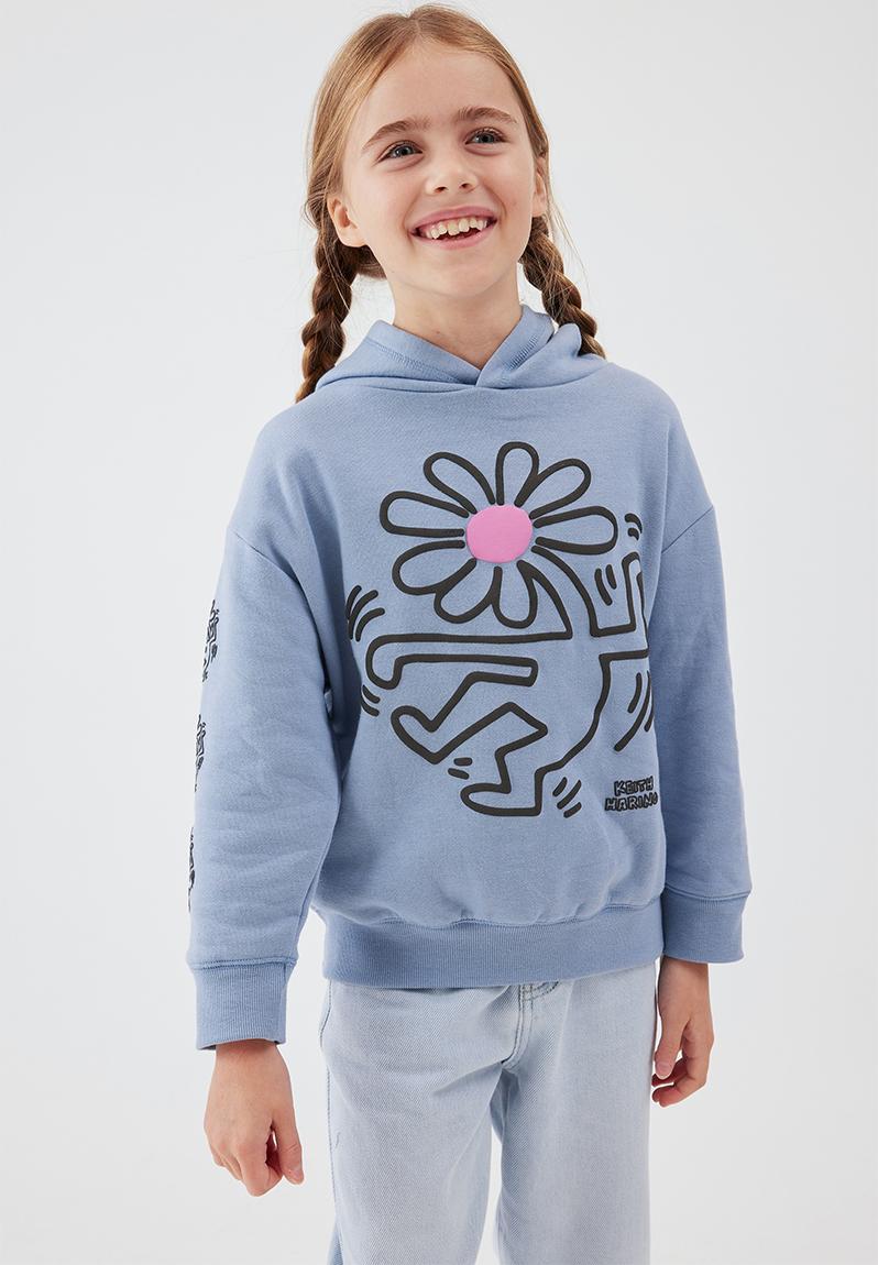 License emerson hoodie - lcn kei keith haring flower head/dusty blue ...