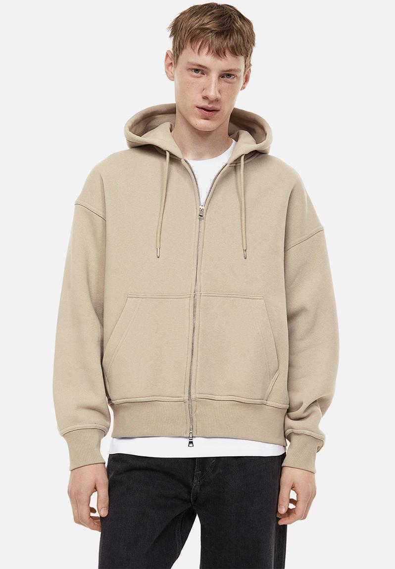 Oversized fit zip-through hoodie - beige - 1122929005 H&M Hoodies ...