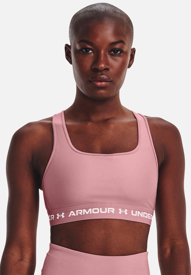 Ua crossback mid bra - pink elixir / white Under Armour Sports Bras ...