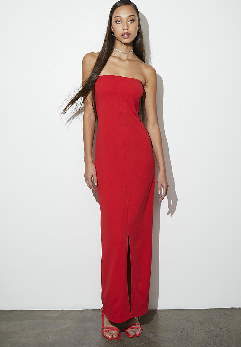 Bandeu midi with slit - red VELVET Occasion | Superbalist.com