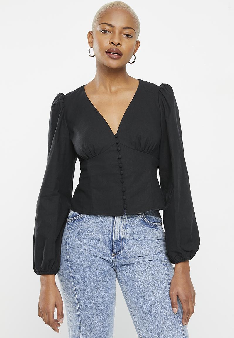 Ladies top - black linen Glamorous Blouses | Superbalist.com