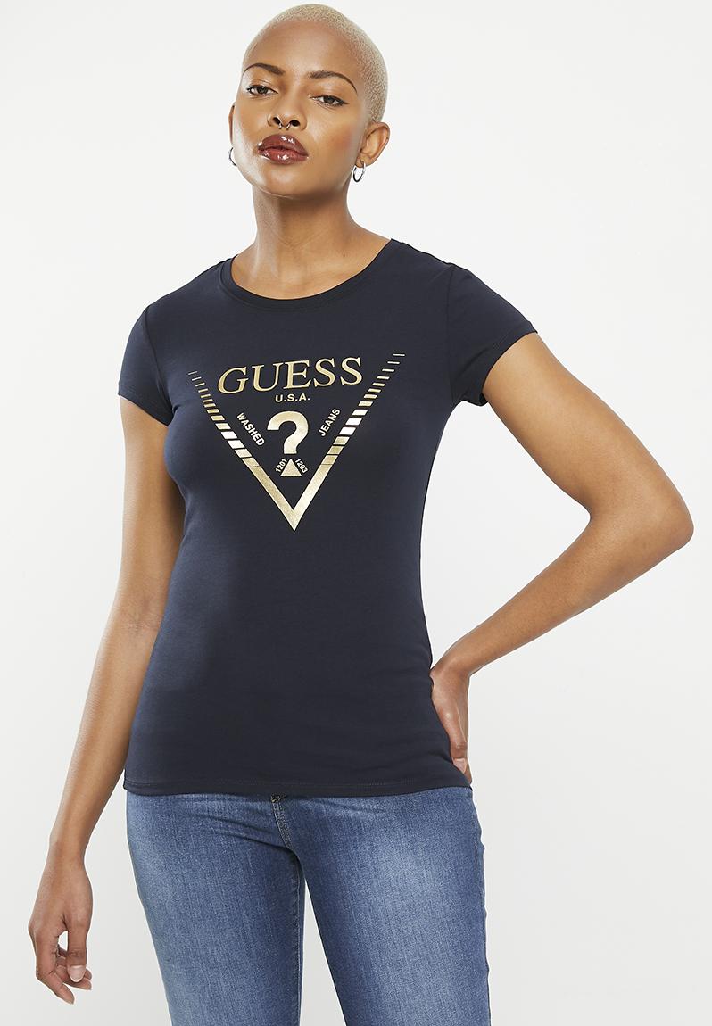 Lds Ss Triangle Tee - Navy GUESS T-Shirts, Vests & Camis | Superbalist.com