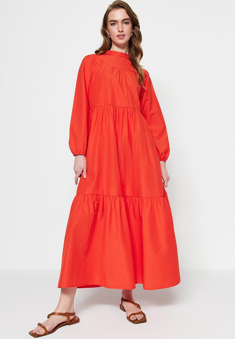 Medium Vermilion Casual One Piece Dress Knee Length for Women main image 0