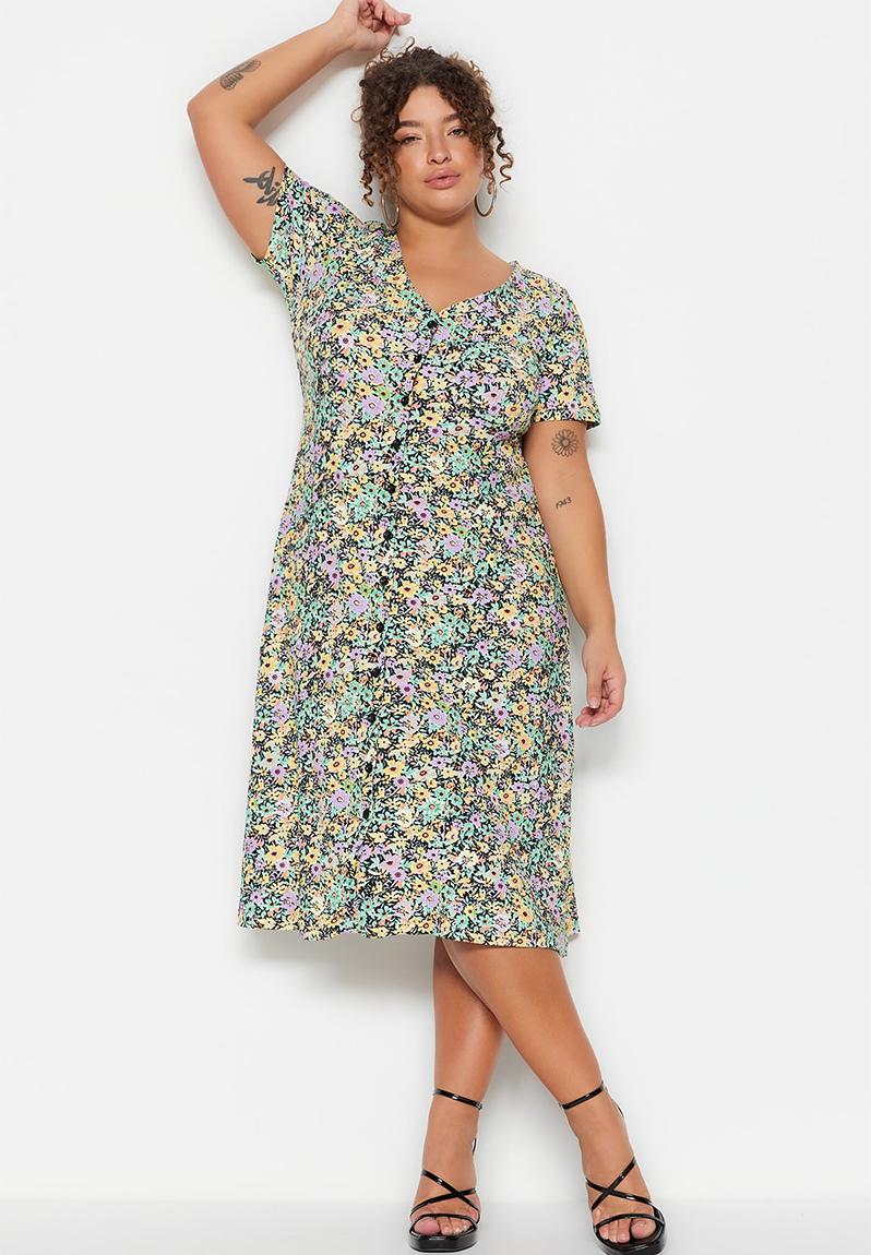 FLORAL BUTTON-DOWN MIDI DRESS main image 0