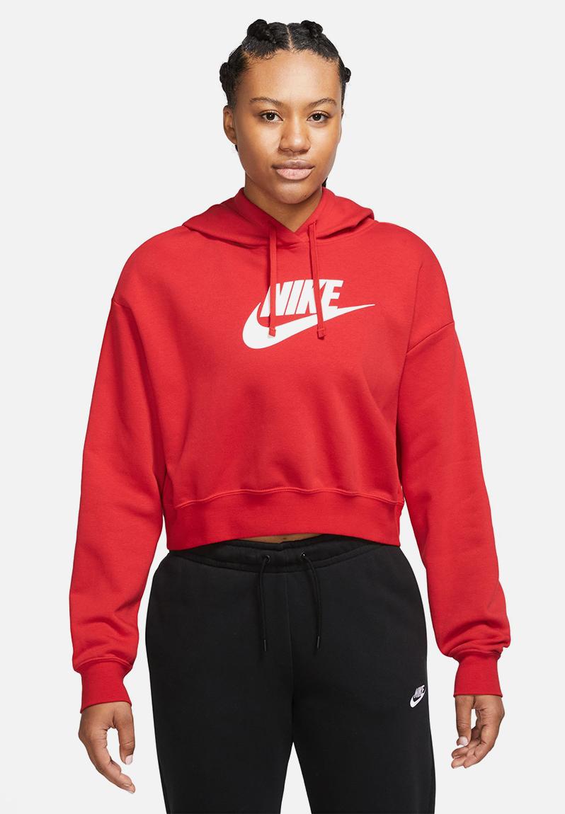 W nsw club fleece gx crop hoodie - university red/white Nike Hoodies ...