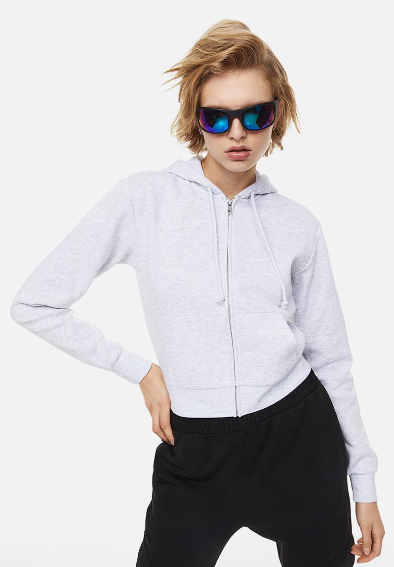 Gray Half-Zip Short Hoodie with Gray Pants main image 0