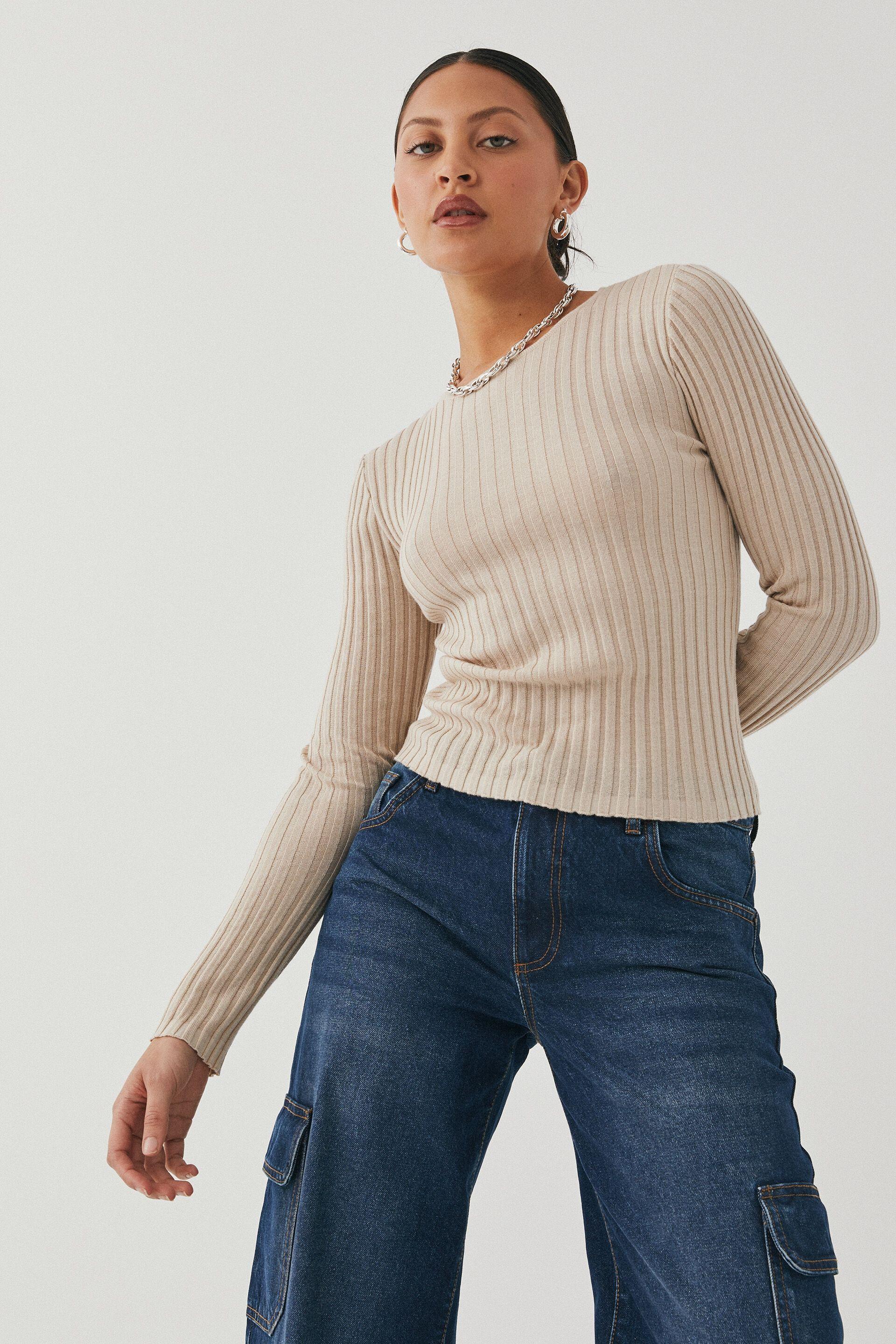 Sophia long sleeve knit top - beige buff Supré Knitwear | Superbalist.com