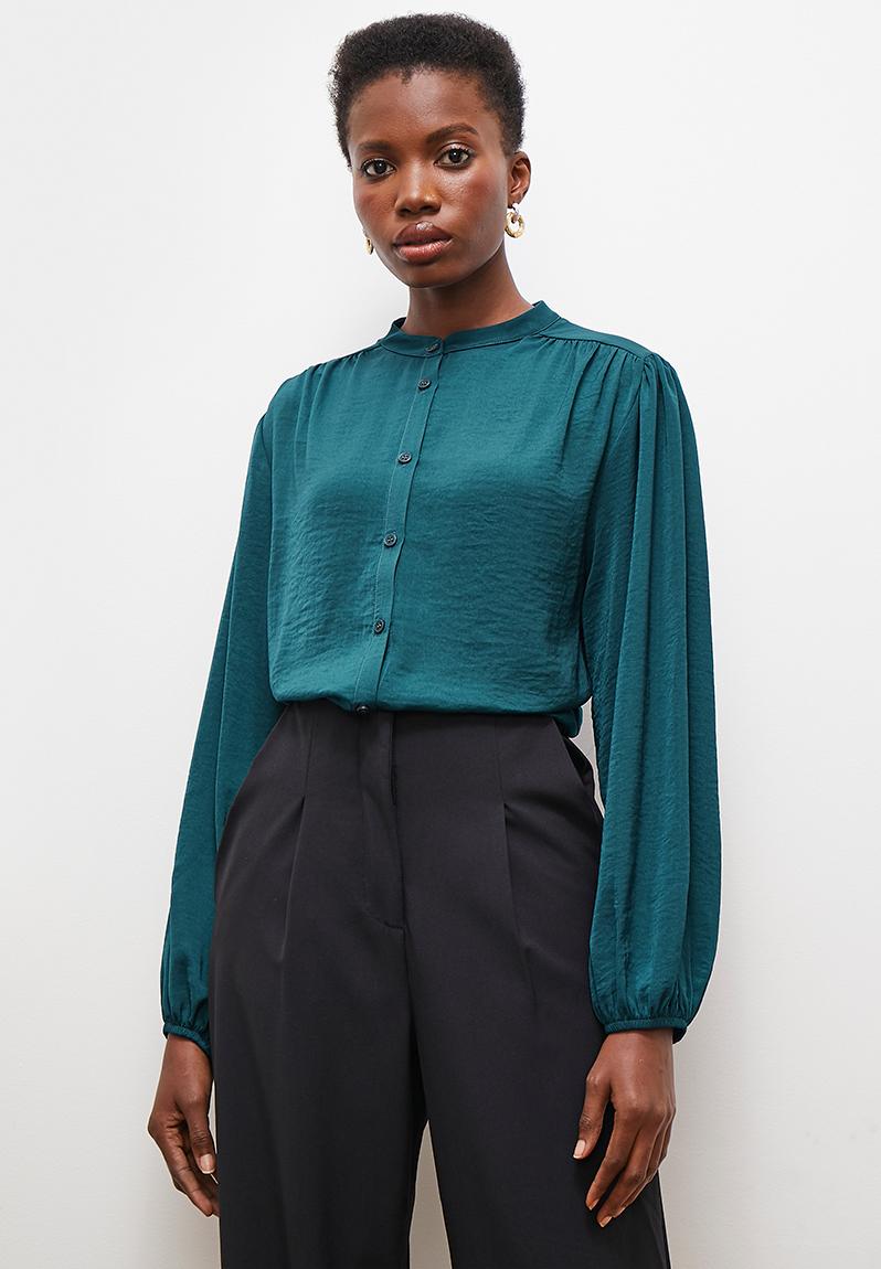 MOROCCAN MUSE BLUE WOVEN TOP