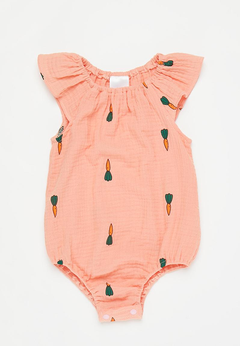 Ruffle sleeve bodysuit pink & green POP CANDY Babygrows & Sleepsuits